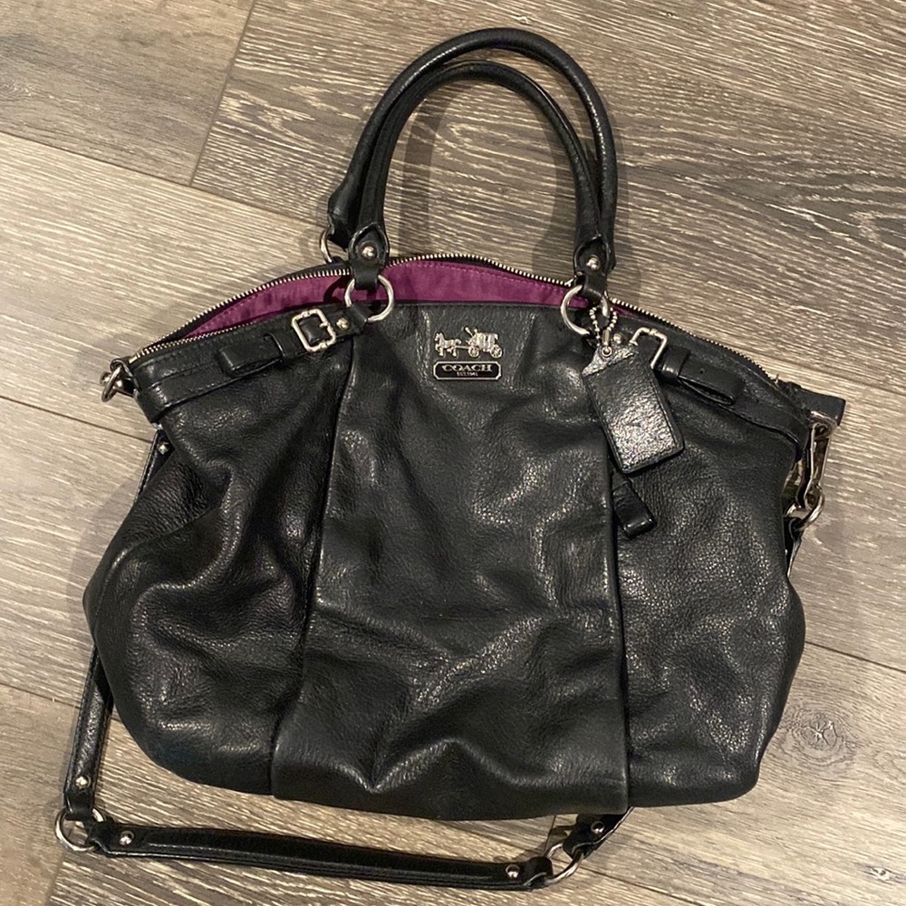 Black leather Coach purse